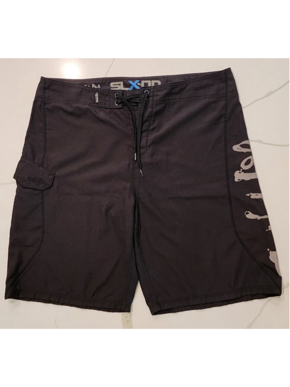 Salt Life Skull SLX-QD Board Shorts Men's 38 Black Cargo Swim Trunks Quick Dry